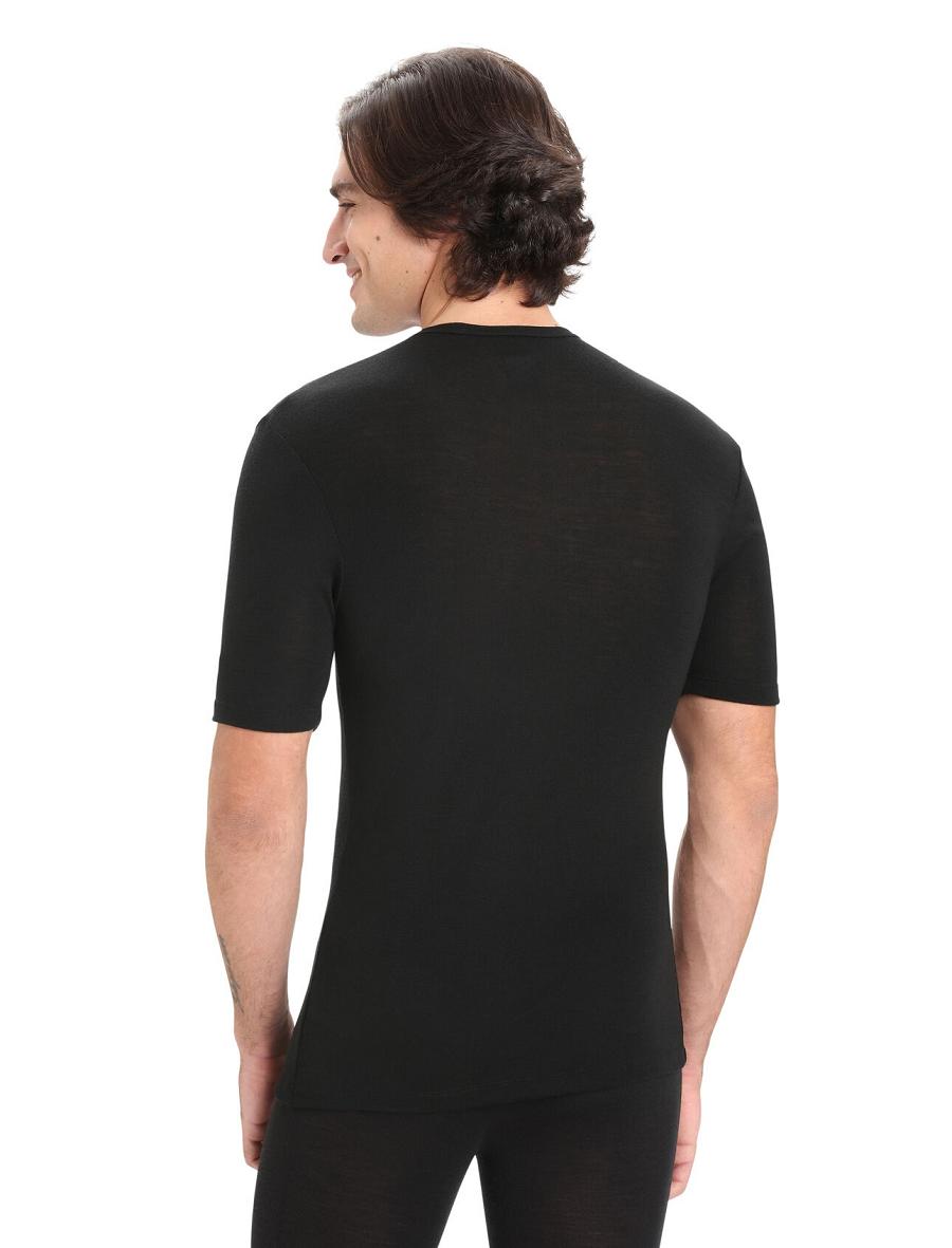 Black Icebreaker Merino 175 Everyday Short Sleeve Crewe Thermal Top Men's Base Layers | AU 1378HAPK